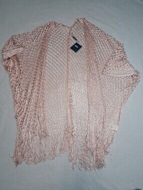 Do everything in love Blush Open Knit Fringe Shawl